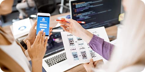 Developer coding an application